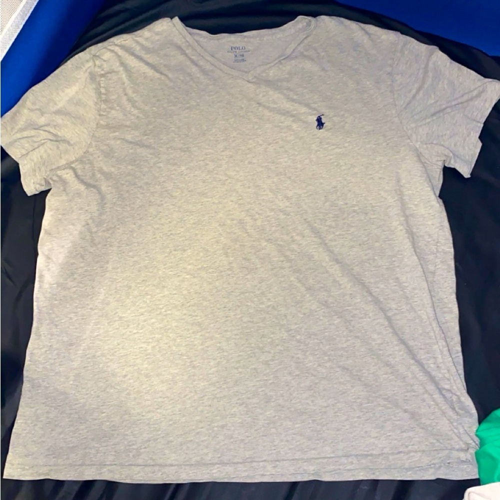 Mens XL POLO Ralph Lauren V-Neck Tee - Gray